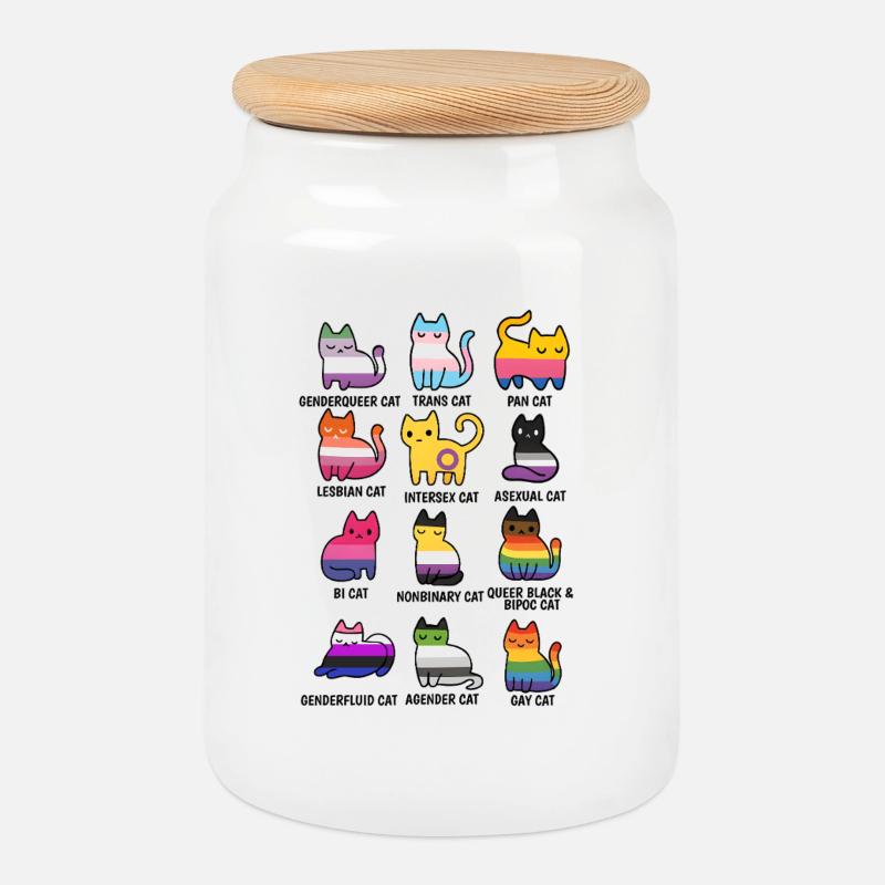 Niedliche Retro LGBT Katze Cat Pride & Equality - Keksdose mit Holzdeckel - Weiß