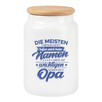 Die wichtigsten Menschen nennen mich Opa Enkel - Keksdose mit Holzdeckel - Weiß - Vorne