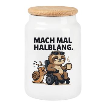 Faultier und Schnecke Kaffee Pause Humor Lustig - Keksdose mit Holzdeckel - Weiß - Vorne