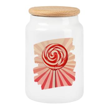 Lollipop lollipop candy candy - Cookie Jar with Wooden Lid - white - Front