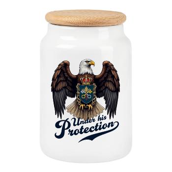 Eagle the Protector - Cookie Jar with Wooden Lid - white - Front