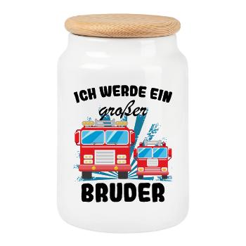 Announcing offspring | I'll be a big brother in 2027 - Cookie Jar with Wooden Lid - white - Front
