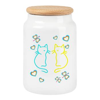Retro Cats Cat Kids Girls Boys Teens - Cookie Jar with Wooden Lid - white - Front