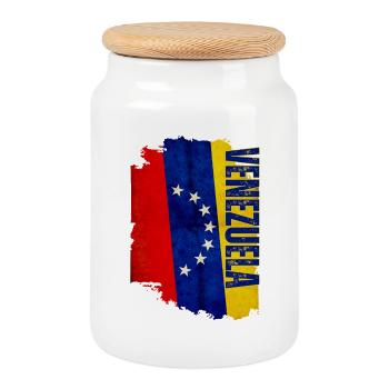 Vertikale venezolanische Flagge, ich liebe Venezuela - Keksdose mit Holzdeckel - Weiß - Vorne