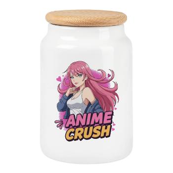 ANIME CRUSH - Süßes Manga Mädchen - Keksdose mit Holzdeckel - Weiß - Vorne