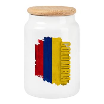 Vertikale Kolumbien Flagge, ich liebe Kolumbien - Keksdose mit Holzdeckel - Weiß - Vorne