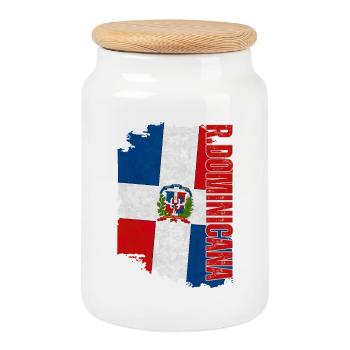 Drapeau dominicain vertical, fierté dominicaine - Boîte à biscuits avec couvercle en bois - blanc - Devant