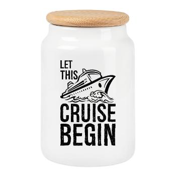 let this cruise begin - Cookie Jar with Wooden Lid - white - Front