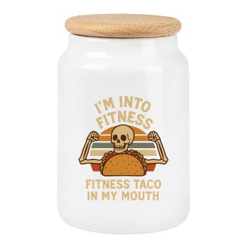 I'm into Fitness, Fitness Taco in My Mouth - Keksdose mit Holzdeckel - Weiß - Vorne