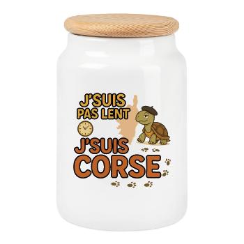 J'suis pas lent j'suis corse - Boîte à biscuits avec couvercle en bois - blanc - Devant