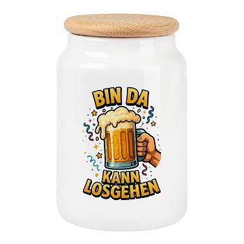 Bier Bierflasche Bierzelt Bierkrug Biergarten - Keksdose mit Holzdeckel - Weiß - Vorne