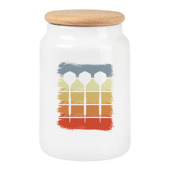 Retro Dartpfeile - Keksdose mit Holzdeckel - Weiß - Vorne