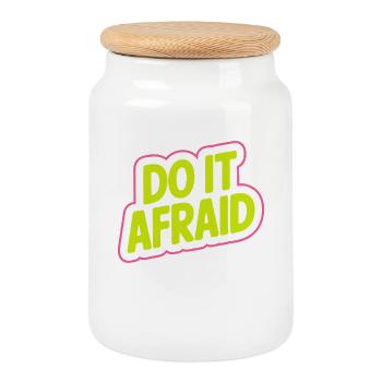 Do It Afraid Courage Development Motivation - Cookie Jar with Wooden Lid - white - Front
