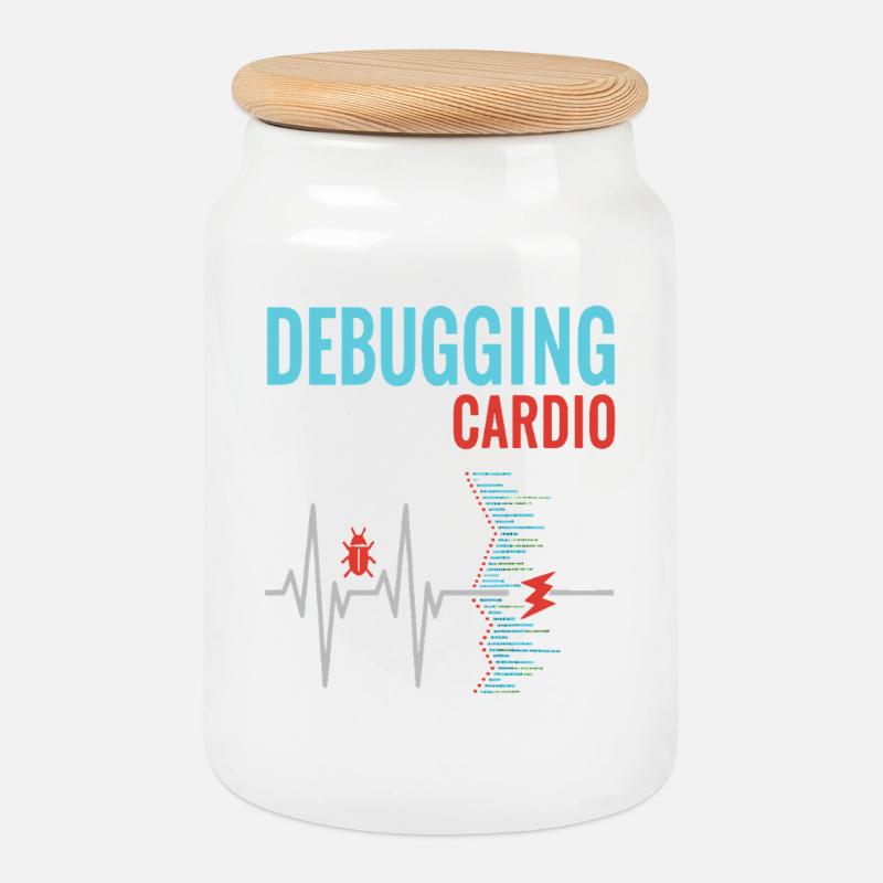 Debugging ist mein Cardio - Programmierer Nerd - Keksdose mit Holzdeckel - Weiß