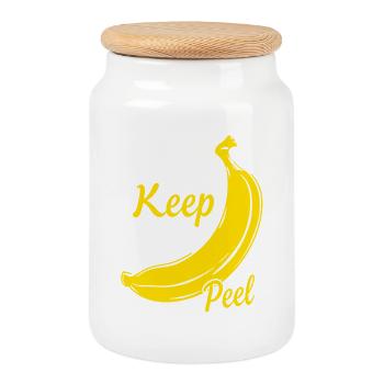 Keep Peel – Humour de banane pour les gourmets et les créateurs de tendances - Boîte à biscuits avec couvercle en bois - blanc - Devant