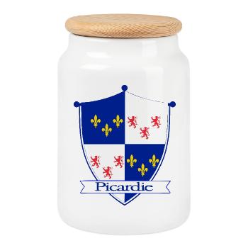 Picardie - Boîte à biscuits avec couvercle en bois - blanc - Devant