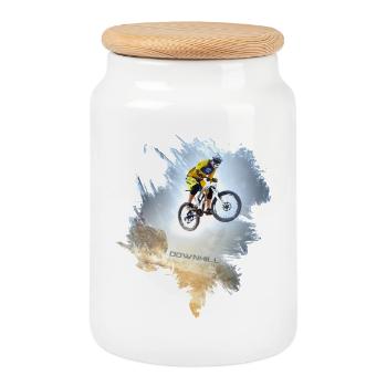 Ride the Drop - Cookie Jar with Wooden Lid - white - Front