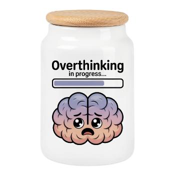 Overthinking in progress - Cookie Jar with Wooden Lid - white - Front