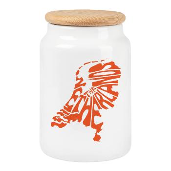 Carte rétro des Pays-Bas - Boîte à biscuits avec couvercle en bois - blanc - Devant