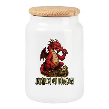 Ham is Dragon - Geek Humor / Gamer / RPG - Cookie Jar with Wooden Lid - white - Front