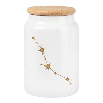 Constellation d’étoiles Taureau Signe de naissance Doré - Boîte à biscuits avec couvercle en bois - blanc - Devant