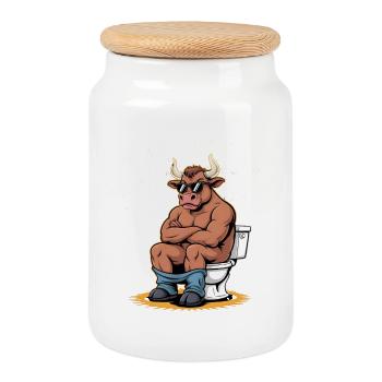 C’est Bullshit Toilet Edition - Boîte à biscuits avec couvercle en bois - blanc - Devant