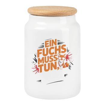Fuchs Spruch Ein Fuchs Muss Tun Was Fuchs Tun Muss - Keksdose mit Holzdeckel - Weiß - Vorne