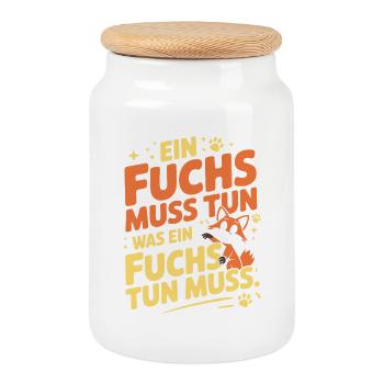 Fuchs Spruch Ein Fuchs Muss Tun Was Fuchs Tun Muss - Keksdose mit Holzdeckel - Weiß - Vorne