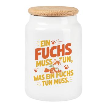 Fuchs Spruch Ein Fuchs Muss Tun Was Fuchs Tun Muss - Keksdose mit Holzdeckel - Weiß - Vorne