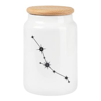 Taurus Star Constellation Zodiac Sign Black & Gray - Cookie Jar with Wooden Lid - white - Front