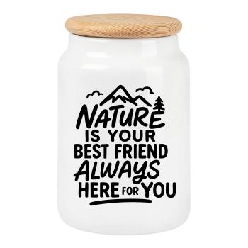 Nature is your best friend, always here for you - Cookie Jar with Wooden Lid - white - Front