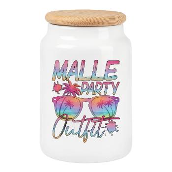 Malle Party Outfit Sonnenbrille Design - Keksdose mit Holzdeckel - Weiß - Vorne