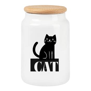 Katzenliebhaber Retro Schriftzug - Keksdose mit Holzdeckel - Weiß - Vorne