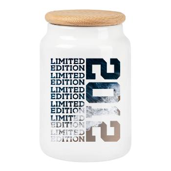 LIMITED EDITION 2012 14 YEARS 14TH BIRTHDAY - Cookie Jar with Wooden Lid - white - Front