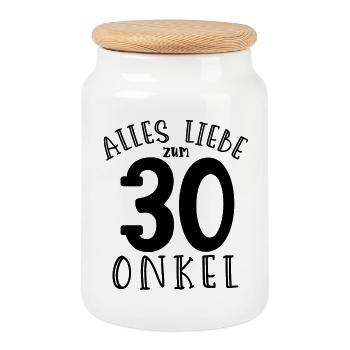 Happy 30th birthday, uncle - Cookie Jar with Wooden Lid - white - Front