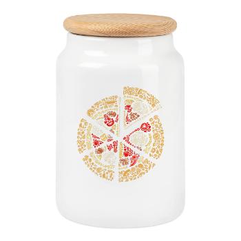 Chemise d’amateur de pizza avec art d’icône unique - Boîte à biscuits avec couvercle en bois - blanc - Devant