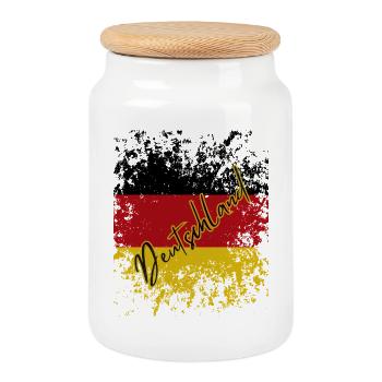 Deutsche Grunge-Flagge, deutscher Stolz - Keksdose mit Holzdeckel - Weiß - Vorne