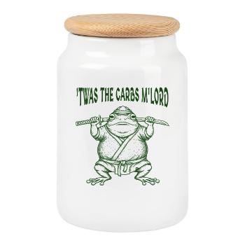 C’était les glucides M’Lord Grenouille médiévale Meme Fat Toad - Boîte à biscuits avec couvercle en bois - blanc - Devant