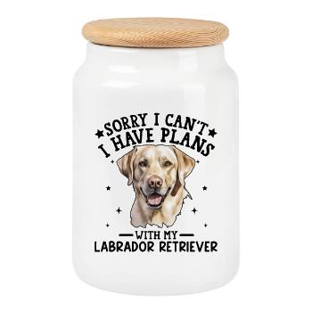 Portrait d'un labrador vivant - Boîte à biscuits avec couvercle en bois - blanc - Devant