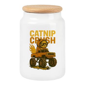 Monstertruck Katze - Keksdose mit Holzdeckel - Weiß - Vorne