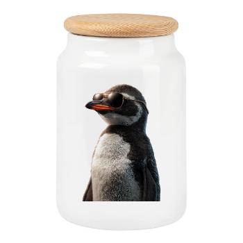 Penguin Emperor Penguin Little Penguin Cute Penguins - Cookie Jar with Wooden Lid - white - Front