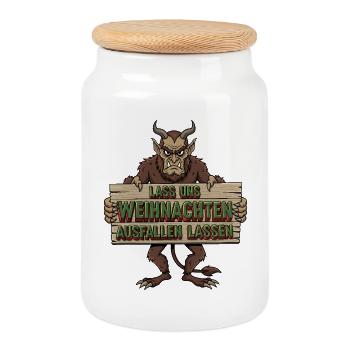 Let's skip Christmas - Cookie Jar with Wooden Lid - white - Front