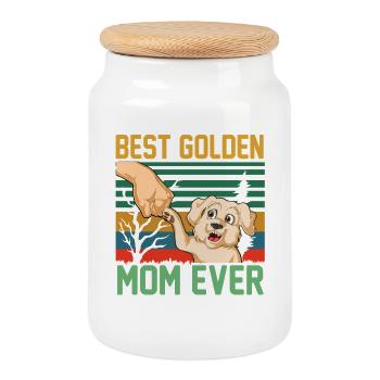 Golden Retriever Mutter Zitat - Keksdose mit Holzdeckel - Weiß - Vorne