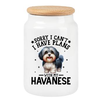 Adorable Yorkie Illustration for Apparel - Cookie Jar with Wooden Lid - white - Front