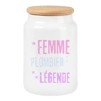 Femme Plombière Légende - Boîte à biscuits avec couvercle en bois - blanc - Devant