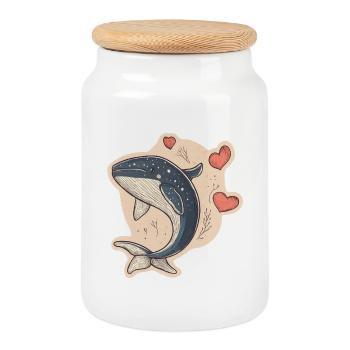 whale - Cookie Jar with Wooden Lid - white - Front