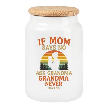 Funny Grandma Baby Outfit - Cookie Jar with Wooden Lid - white - Front