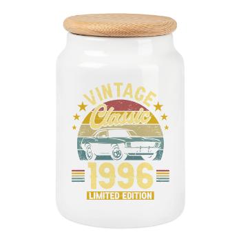 1996 Car 30 Years Anniversary Men - Cookie Jar with Wooden Lid - white - Front