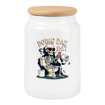 Doing Dad Shit Funny Father's Day Doing Dad Shit - Cookie Jar with Wooden Lid - white - Front