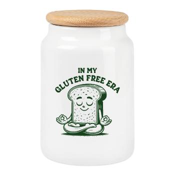 In My Gluten Free Era Gluten Intolerant Bread - Cookie Jar with Wooden Lid - white - Front
